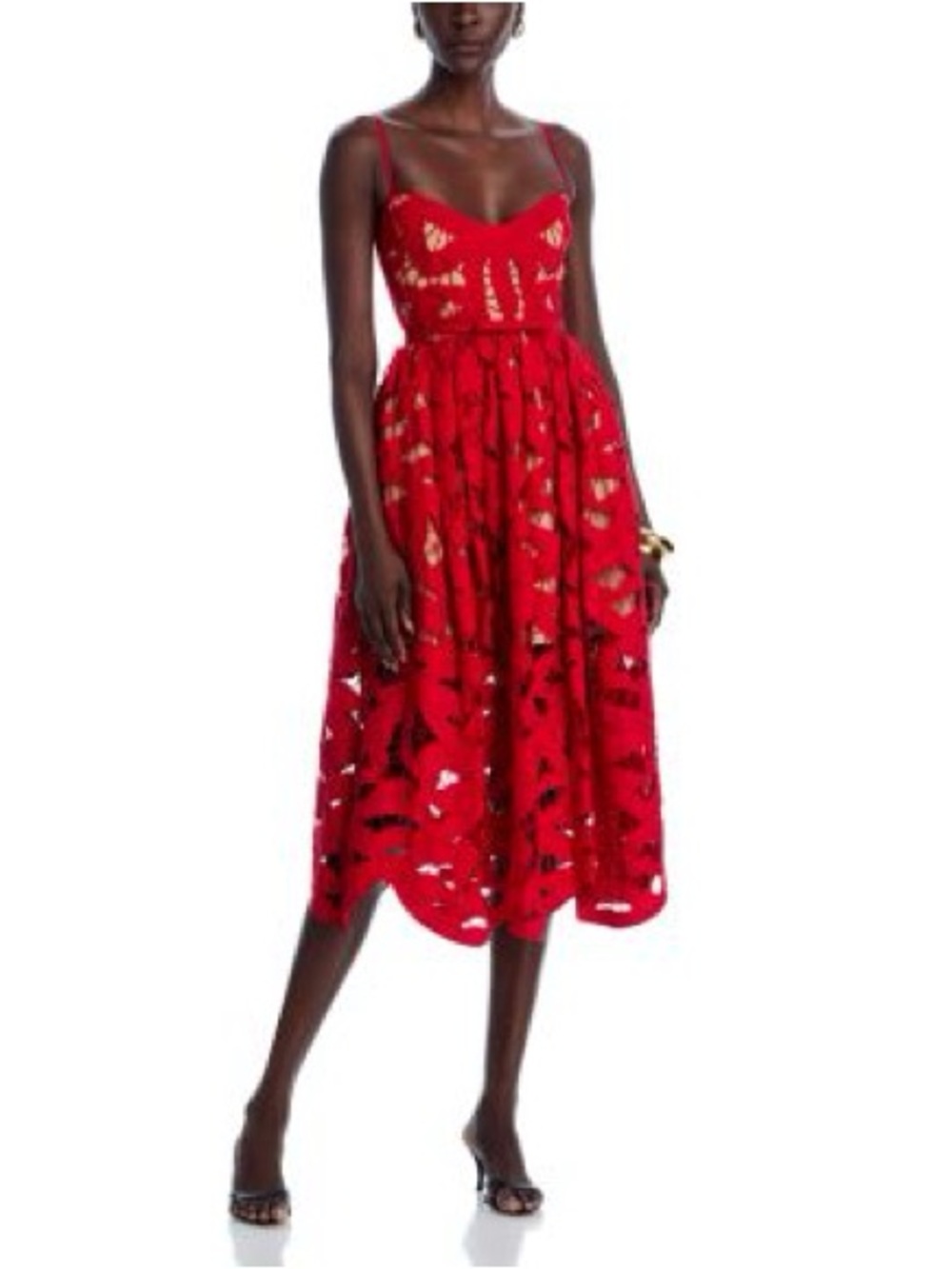 Self-Portrait Red Bow Embroidered Midi Dress NWT $555 size 4